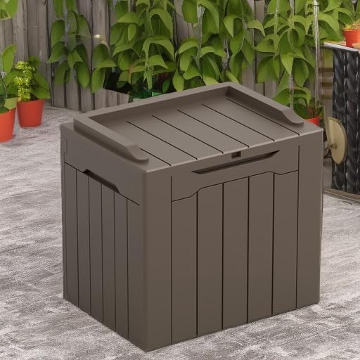 Greesum 31 Gallon Resin Deck Box All Weather Outdoor Storage Boxes for Patio Furniture Set,Outdoor Toys,Garden Tools,Black