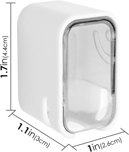 2 PCS Toothbrush Holder Wall Mounted with Cover for Bathroom, Self Adhesive Toothbrush Storage Organizer for Shower, Mini Toothbrush Hanger Rack for Dorm, Cabinet (Black)