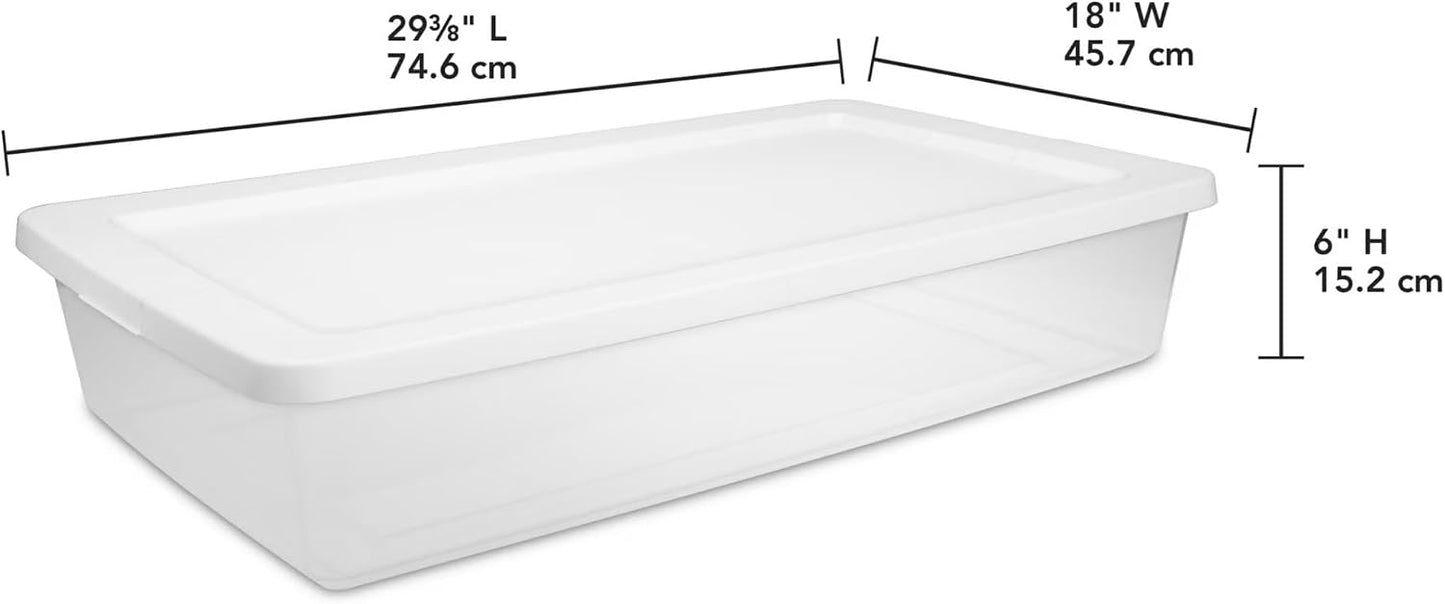 41 Quart Under Bed Storage Bins with Snap-On Lids, 2-Pack, Clear Plastic Stackable Tote Boxes, Closet Storage for Clothes Storage & Bedroom Organization