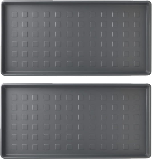 2 Pack Large Waterproof Plastic Boot Trays – Durable Multi-Purpose Shoe Mats for Entryway, Pet Food and Water Spill Protection, Indoor Outdoor Utility Tray for Garden, Garage, Mudroom (28"x14")