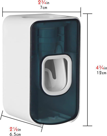 2 Slot Toothbrush Holder and Toothpaste Dispenser Wall Mounted, Automatic Toothpaste Squeezer, 2 in 1 Tooth Brush Toothpaste Organizer for Shower (Grey)