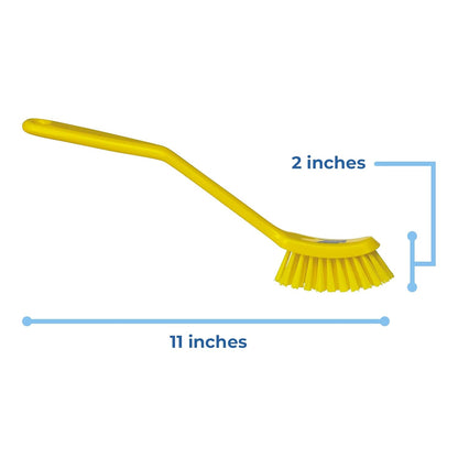 Vikan - Fine Dish Brush - Heavy-Duty, Narrow, Slip-Resistant Cleaning Brush, Polypropylene, Polyester Bristle, 11 Inch, Red, (42874)