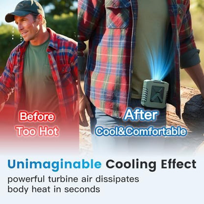 Waist Fan - 3-Speed Clip-On Fan, 16000RPM, 10000mAh Rechargeable Battery, LED SOS Light - Portable Cooling for Outdoor & Work