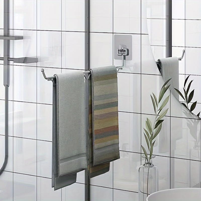 2PCS Wall Mounted Drying Rack Laundry Room Organization Clothes Hanger Rack Stainless Steel Folding Clothes Drying Racks Wall-Mounted Adhesive Balcony Tool Hanger Racks Space Saving