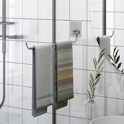 2PCS Wall Mounted Drying Rack Laundry Room Organization Clothes Hanger Rack Stainless Steel Folding Clothes Drying Racks Wall-Mounted Adhesive Balcony Tool Hanger Racks Space Saving