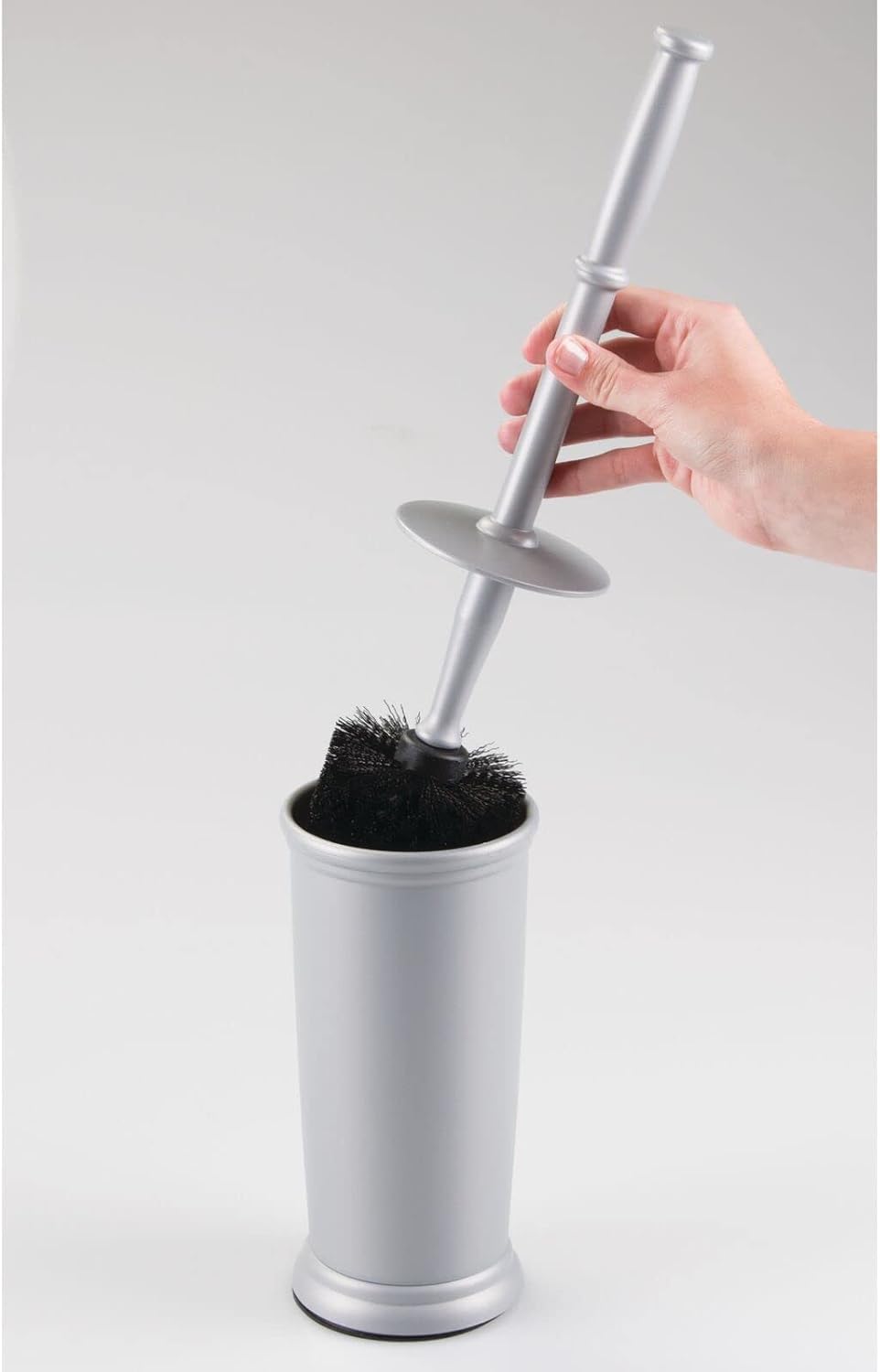 mDesign Metal Freestanding Slim Toilet Bowl Brush and Holder