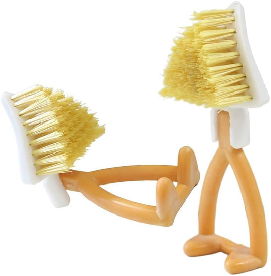 2 Pack Kitchen Cast Iron Brush with Stiff Bristles Portable Small Skillet Scrubber Triangular Dish Brush Crevice Cleaning Brush Kitchen Brushes for Cleaning Pot Sink Stove Camping Cookware