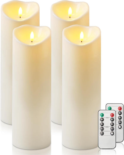 Homemory Dripping Wax Flameless Candles, Battery Operated Candles with Remote Control and Timers, LED Pillar Candles, Electric Fake Candles, 3" x 6", Set of 2