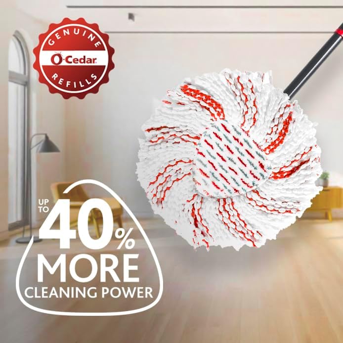 O-Cedar EasyWring Deep Clean Refill (1-Pack) | 40% More Cleaning Power | Microfiber Mop Refill Compatible with O-Cedar EasyWring Spin Mop & Bucket System
