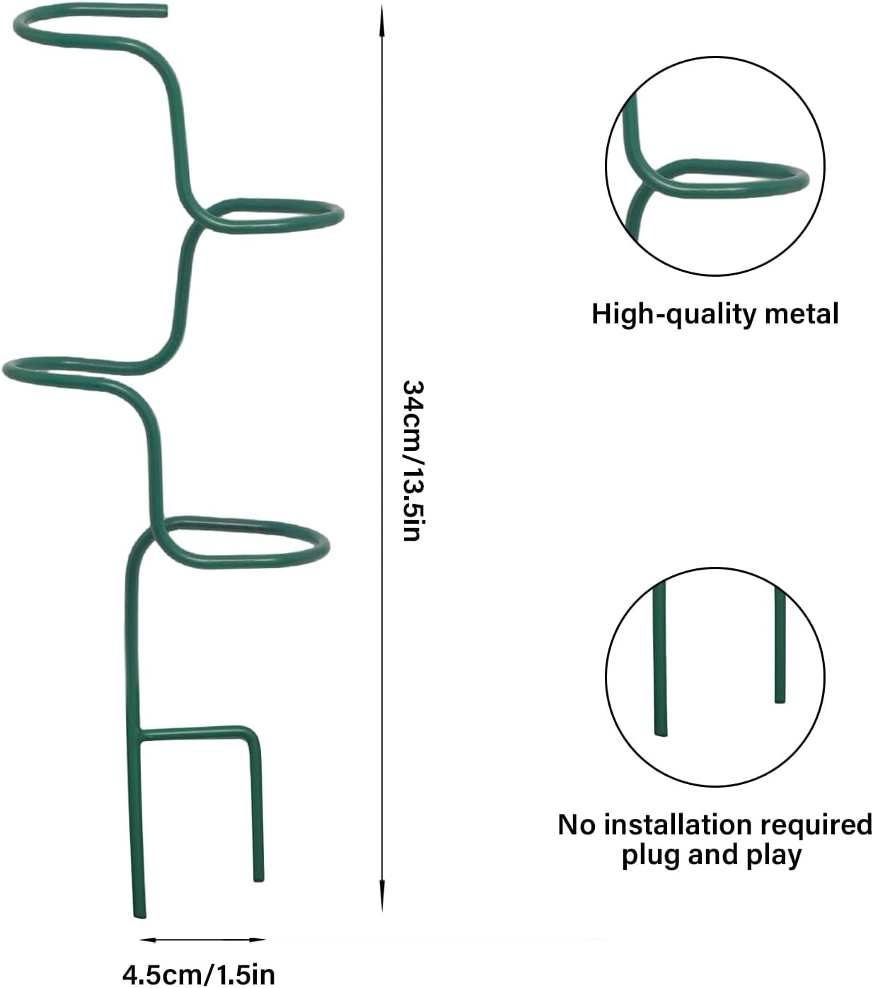 3PCS Indoor Plant Support – Durable Metal Garden Stakes for Monstera, Flowers & Herbs – 12.6 Inch Trellis for Indoor & Outdoor Plants, Easy-to-Use Support Structures