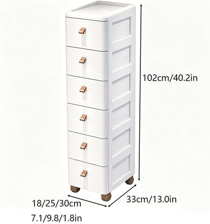 Slim Rolling Storage Cart for Narrow Gaps, 7-Tier Tall Narrow Storage Cabinet with Wheels, Space Saving Organizer for Kitchen, Bathroom, Laundry(A,30cm/11.8in 3-Tier)