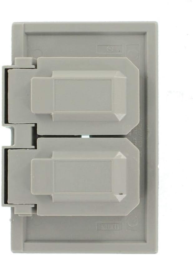 Leviton Weatherproof Cover, 1-Gang for Duplex Receptacles, Gray, Plastic Enclosure, Horizontal Mount, Outdoor Outlet Cover with Self-Closing Lid, 4976-GY, Gray
