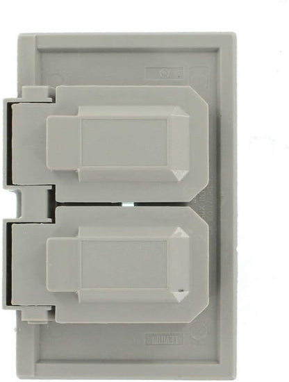 Leviton Weatherproof Cover, 1-Gang for Duplex Receptacles, Gray, Plastic Enclosure, Horizontal Mount, Outdoor Outlet Cover with Self-Closing Lid, 4976-GY, Gray