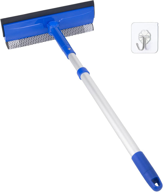 Window Squeegee for Home, Car Windshield Cleaner Tool with Extension Pole 20''-30'', Glass Door and Mirror Washer for Shower Cleaning