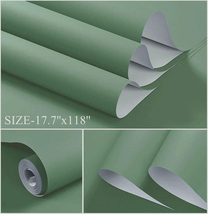Dimoon 118''x17.7'' Green Peel and Stick Wallpaper Contact Paper Modern Self Adhesive Wall Paper Removable Renter Friendly Textured Solid Color Shelf Cabinet Vinyl Roll (118''x17.7'',Dark Green) - Colors B