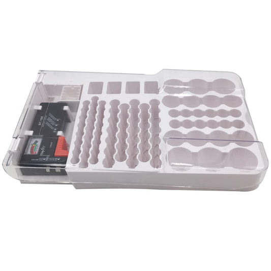 Healifty Portable Battery Storage Case with Tester Large Capacity Abs Battery Holder for Store Use Voltage Detection and Organization