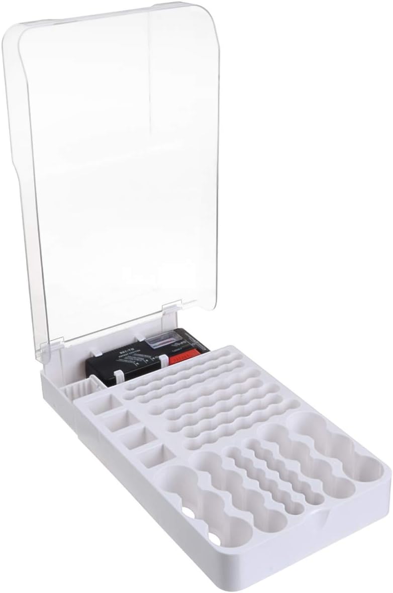 Battery Organizer Storage Case w Tester-110 Batteries Holder Box for AAA, AA, 9V, C, D and Button Battery