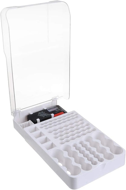Battery Organizer Storage Case w Tester-110 Batteries Holder Box for AAA, AA, 9V, C, D and Button Battery