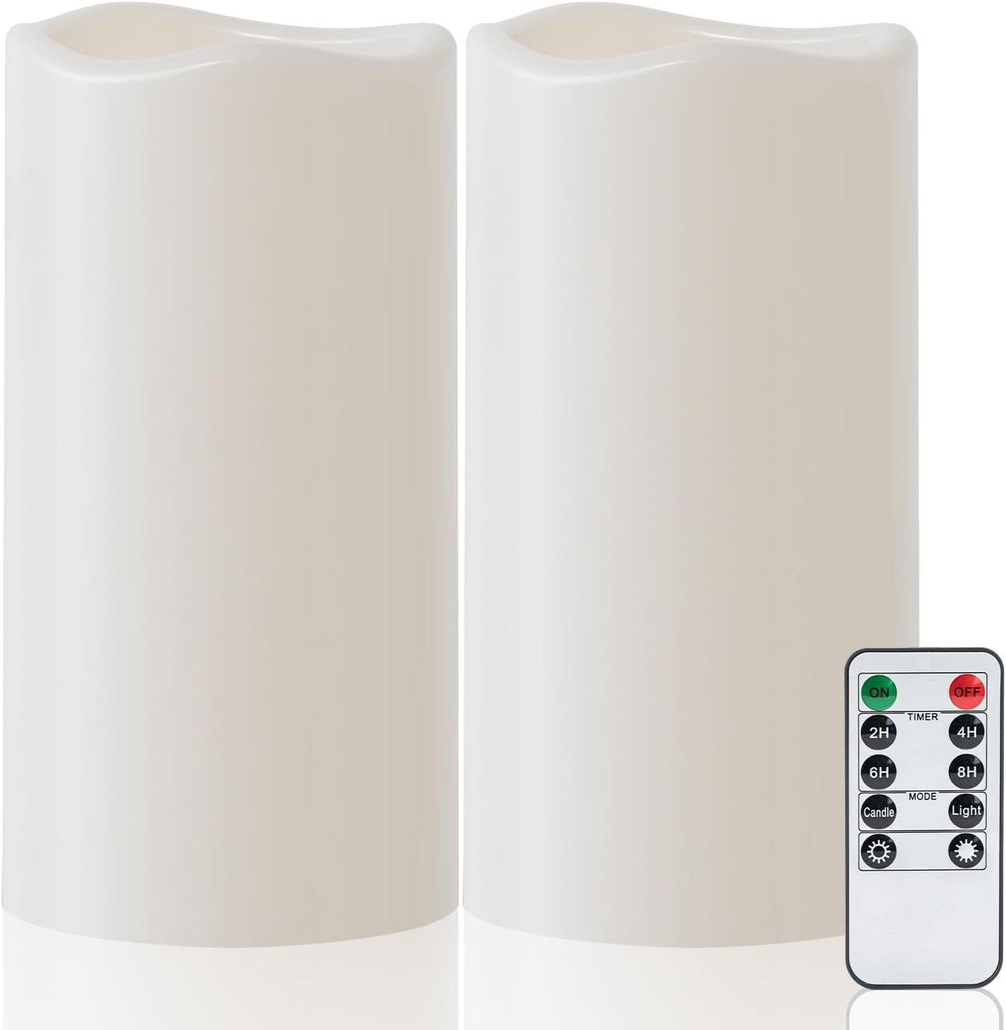 Amagic 3 Pack 4"x 6"8" 10" Outdoor Plastic Electric flameless Candles with Remote Control and Timer, Battery Operated Flickering LED Pillar Fake Candle for Home, Wedding Decor, Ivory