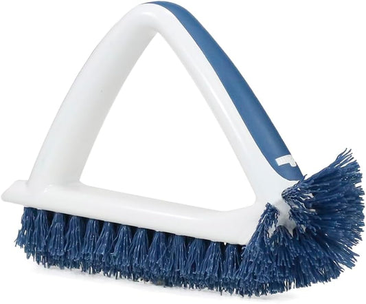 Unger EZ Reach Shower Tub and Tile Scrub Brush, Crevice Bathroom Cleaning Supplies, Non-Scratch Scrubber Tool for Showers, Fixtures, Bathtubs, Drains, Grout, and Marble