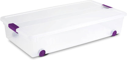 Sterilite 8-Pack 60 Quart ClearView Latch Box, Wheeled Underbed Organizer Bins with Latching Lids - Clear Plastic Organization Containers for Closet, Bedroom, Shelving Units and Everyday Home Storage