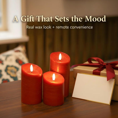 ANGELLOONG Flickering Flameless Candles, Realistic Battery Operated Candles with Remote and Timer, Set of 3 LED Candles for Room Fall Home Wedding Decor Centerpieces Table Party Valentines Decorations
