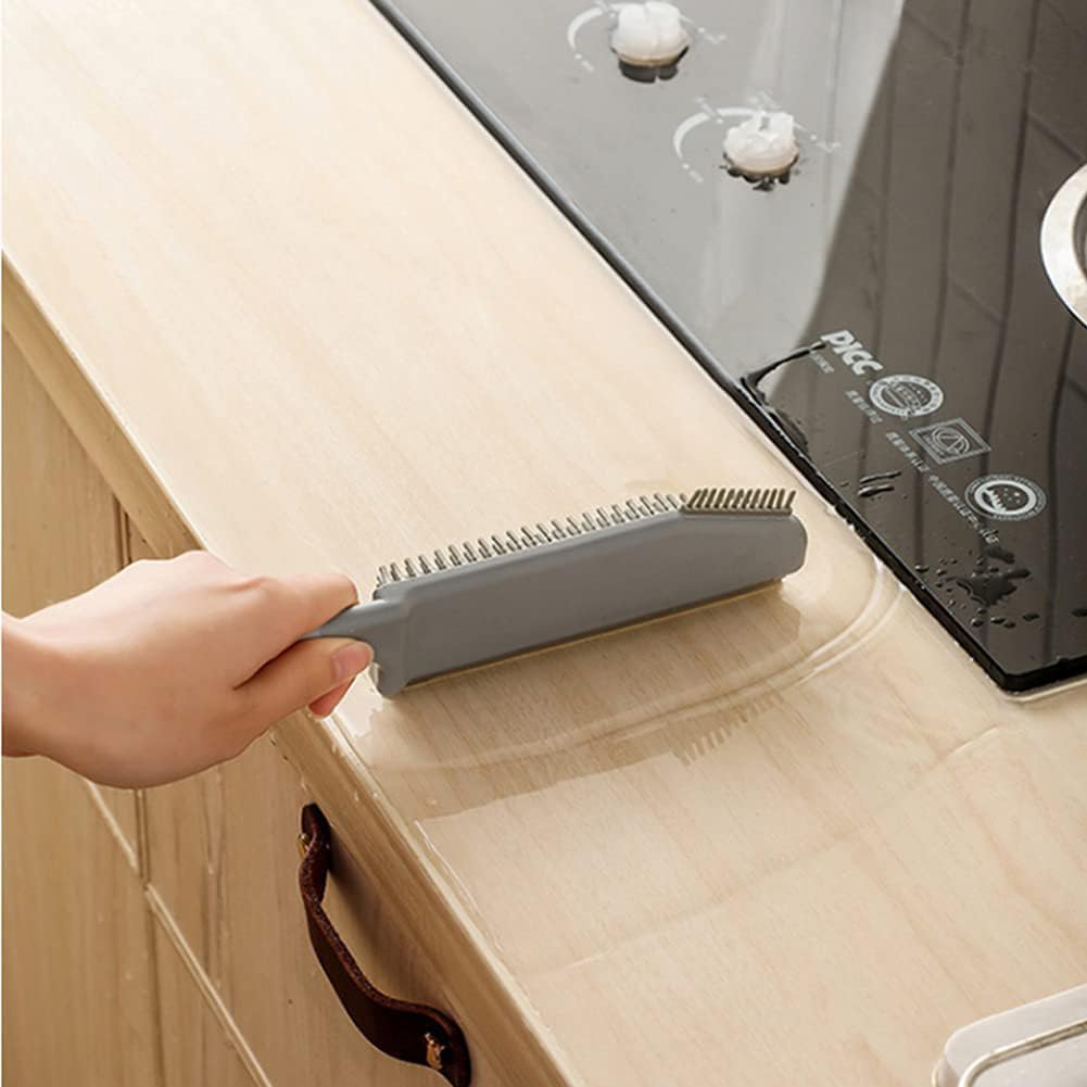 Multifunctional Cleaning Brush 2 Pcs Silicone Cleaning Brush Small Crevice Brush Scraper Brush Cleaner Kitchen Sink Squeegee Bathroom Countertop Floor Window Mirror Bathtub (White)