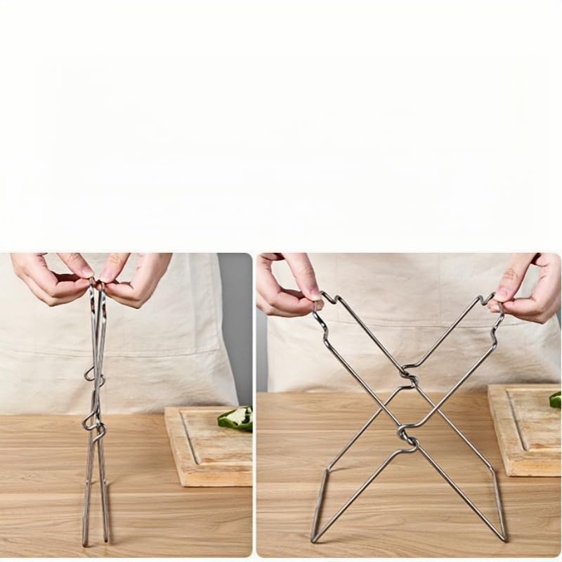 Tabletop Trash Bag Holder-Folding Stainless Steel Trash Bag Holder 11" Garbage Storage Metal Bracket for Countertop,Kitchen,Waste,Living Room,Dining Room,Bar Counter,Indoor Outdoor (Sliver)