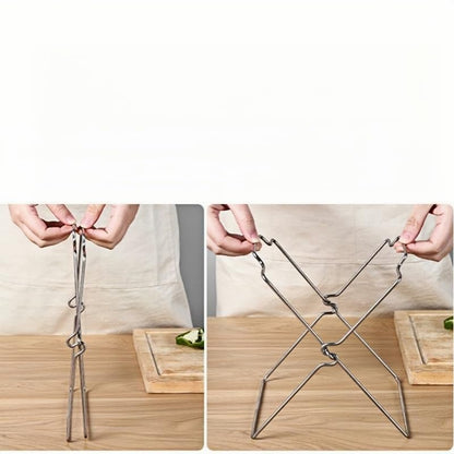 Tabletop Trash Bag Holder-Folding Stainless Steel Trash Bag Holder 11" Garbage Storage Metal Bracket for Countertop,Kitchen,Waste,Living Room,Dining Room,Bar Counter,Indoor Outdoor (Sliver)