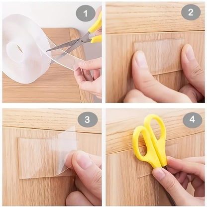 Powerful Adhesive Nano Double-Sided Tape - Reusable, Residue-Free, and Washable - Suitable for Home, Office, and Car Use