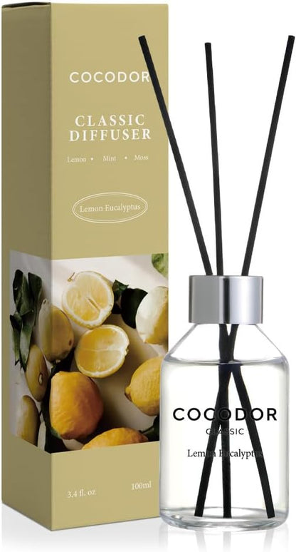 COCODOR Classic Reed Diffuser/White Jasmine/3.4oz(100ml)/1 Pack/Fragrance Scent Essential Oil with Stick Diffuser Set for Home Bathroom Shelf Décor