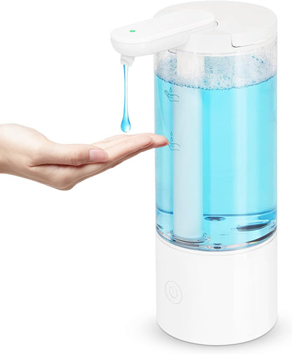 LAOPAO Soap Dispenser, Automatic Foaming Hand Soap Dispenser Touchless Rechargeable Bathroom Countertop Soap Pump for Kids Xmas Gift 300ml