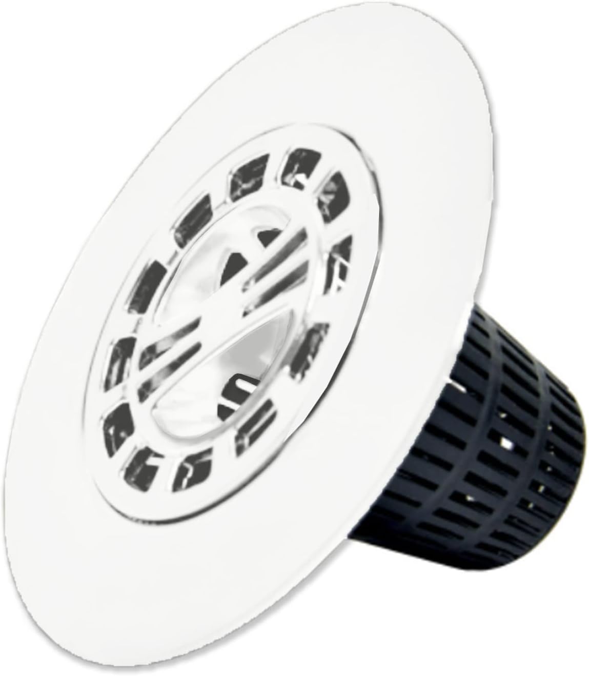 Danco Snap-in Shower Drain Cover with in-Drain Hair Catcher, 4-1/4" Round, White Strainer, (10533)