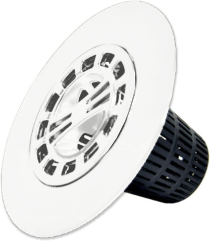 Danco Snap-in Shower Drain Cover with in-Drain Hair Catcher, 4-1/4" Round, White Strainer, (10533)