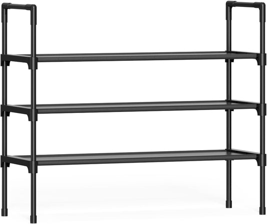Kitsure Shoe Rack for Closet - 10-Tier Shoe Organizer with Hook Rack, Large-Capacity & Space-Saving Shoe Shelf for Entryway, Bedroom, Living Room,32.2" x 11.8" x 68.5", Black