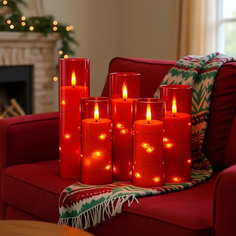 Set of 24 Slim Outdoor LED Candles, Battery Operated Flickering Fake Candles with 10-Key Timers for Patio & Porch Decor, 2.2 Inch Diameter Waterproof Resin Pillars for Large Events & Sconces (White)