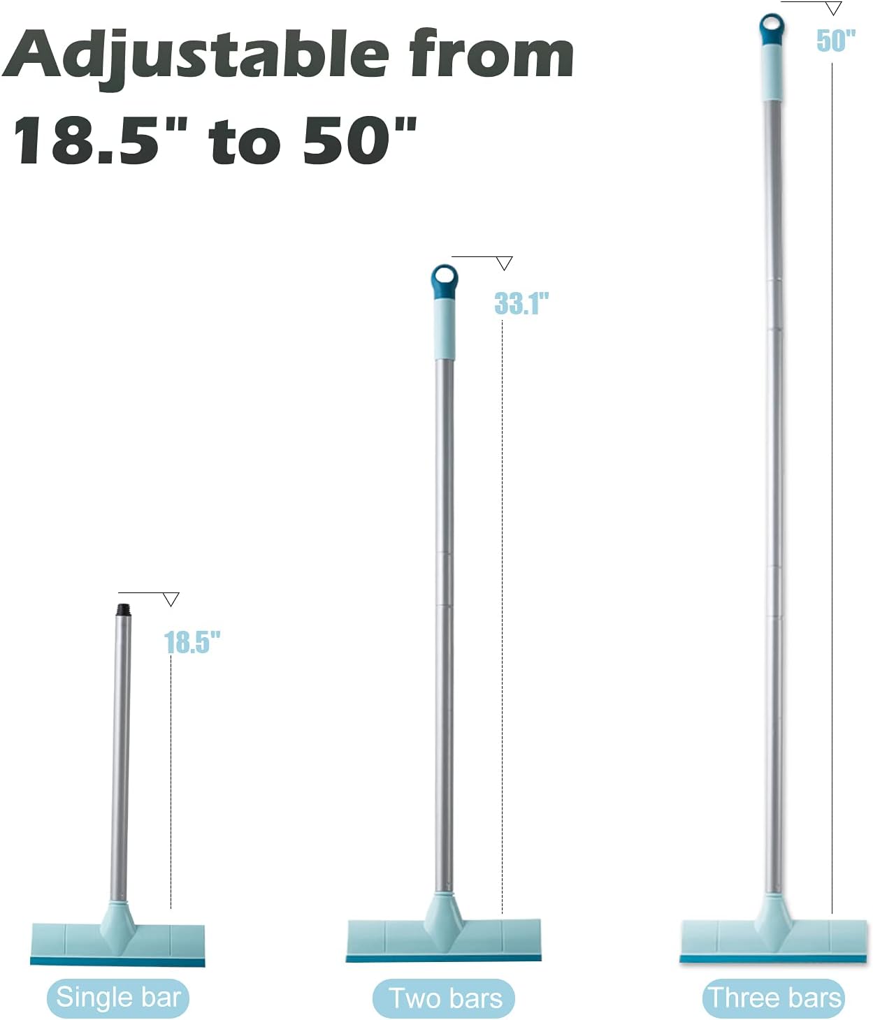 BOOMJOY Floor Scrub Brush with 57" Long Handle, 12" Wide Head, 2 in 1 Scrape and Brush, Stiff Bristle for Cleaning Bathroom, Patio, Kitchen, Tile, Wall and Deck