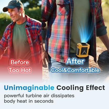Waist Fan - 3-Speed Clip-On Fan, 16000RPM, 10000mAh Rechargeable Battery, LED SOS Light - Portable Cooling for Outdoor & Work