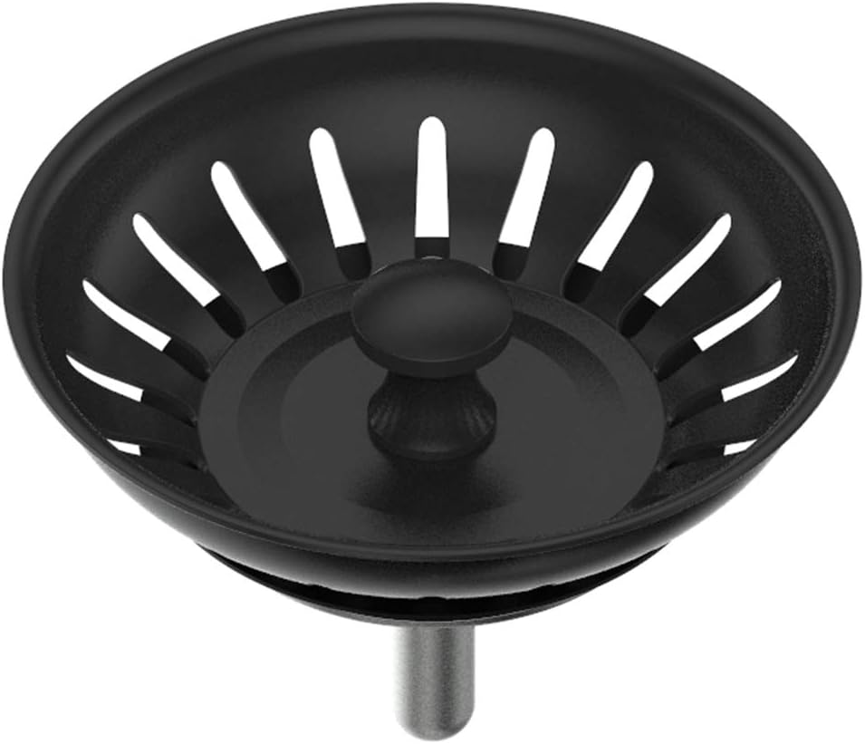 KANARY Kitchen Sink Basket Strainer Replacement for Standard Drains (3-1/2 Inch) Stainless Steel Body with Rubber Stopper (Pack of 2, Stianless Steel)