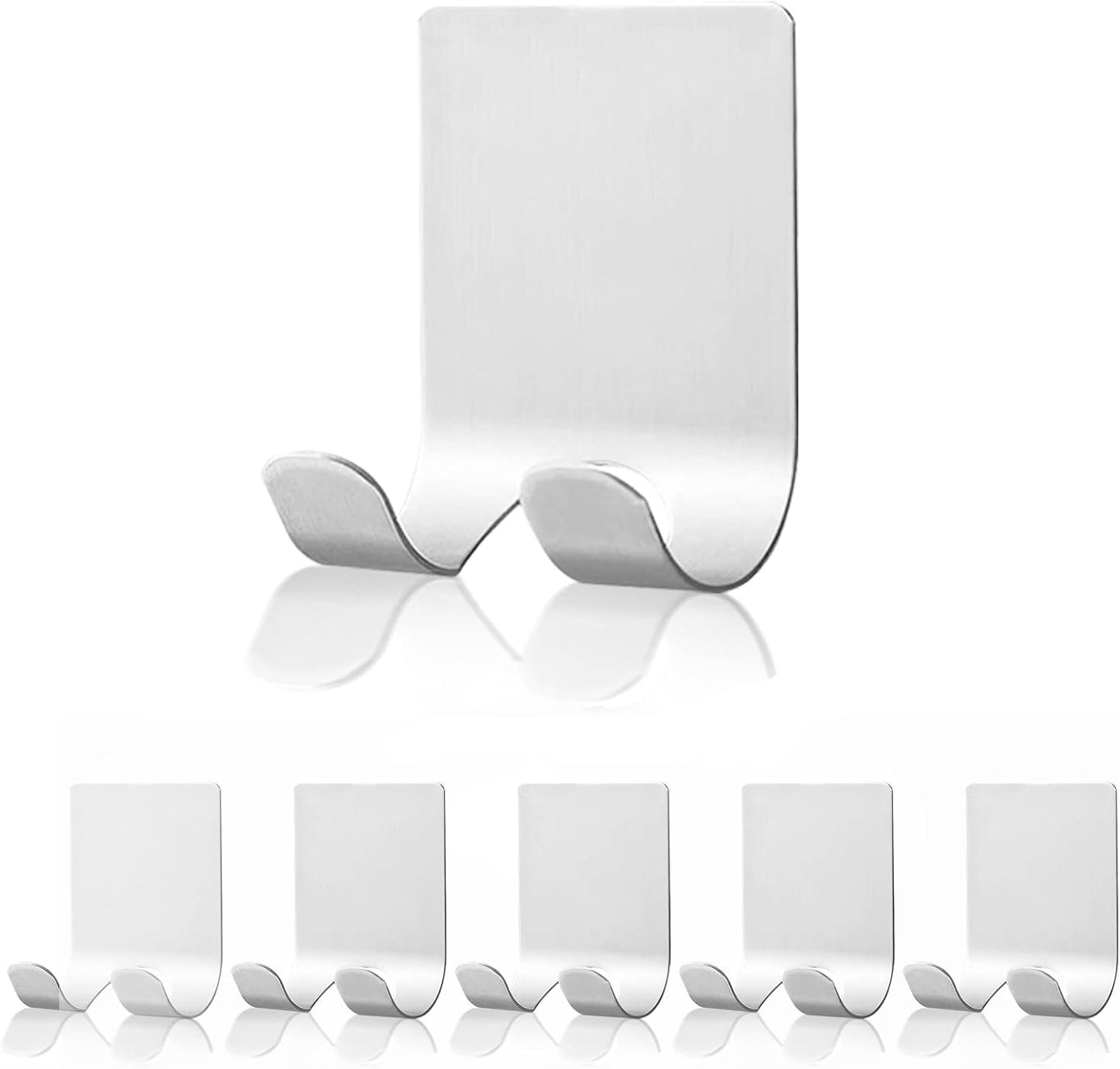 Waterproof Razor Holder for Shower, Heavy Duty Self Adhesive Hooks, 304 Stainless Steel Towel Hooks for Bathrooms Wall Mounted Hanging Loofah Robe Shaver Coat Hats Without Nails(Silver, 6 Pack)