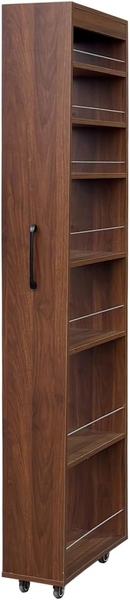 7 Tier Slim Rolling Storage Cart - Kitchen & Pantry Organizer, Narrow Storage Cabinet with Handle & Wheels, Spice Pull-Out Rack Next to Fridge Storage Shelf (White A-7 Tier Shelf Unit)