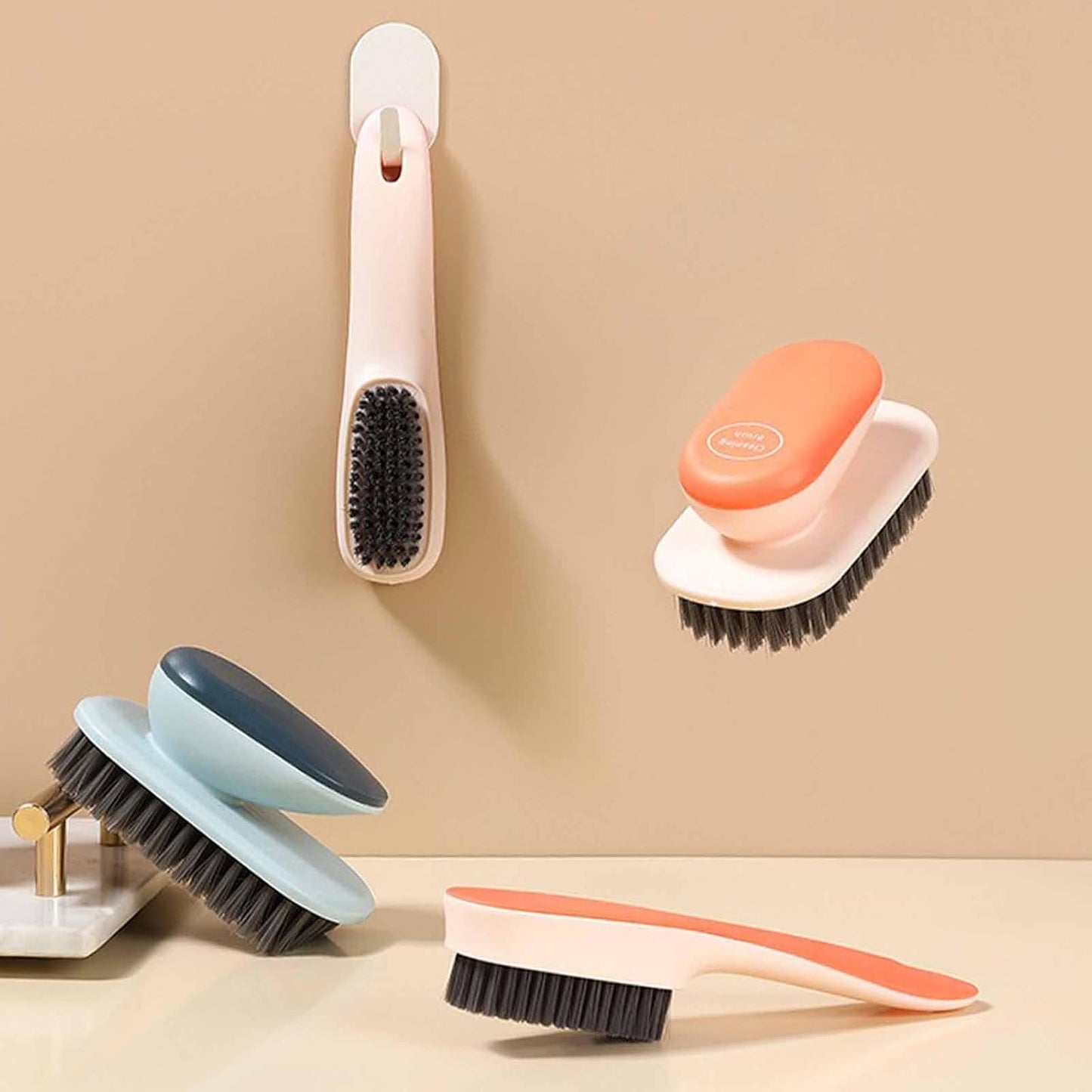 Laundry Scrub Brush 2 Pack Soft Bristle Brush Cleaning Brush for Stains Clothes Scrubbing Brush Household Cleaning Tool for Bathroom Countertops Bathtubs