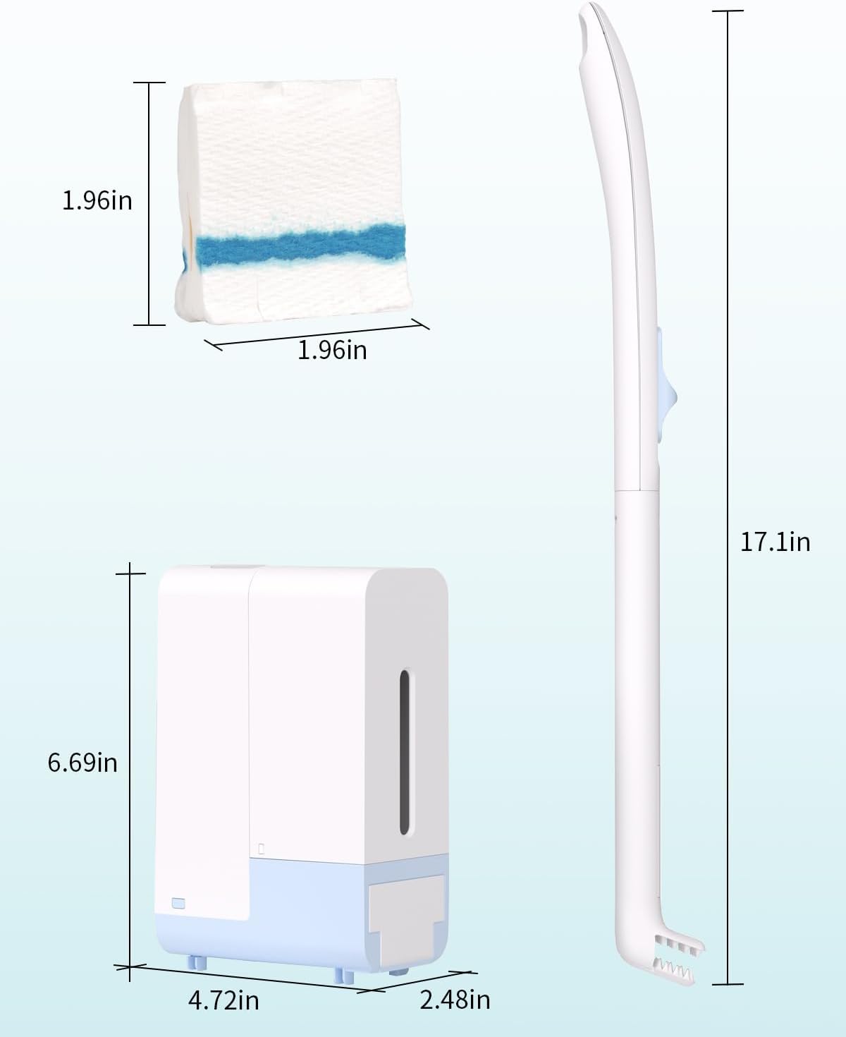 AIR U+ Disposable Toilet Brush Wand for Scrubbing Bubbles Flushable Refills, Wall Mount Toilet Cleaning System with 24 Count Refills + 1 Toilet Wand + 1 Automatic Visual Caddy