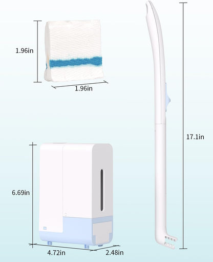 AIR U+ Disposable Toilet Brush Wand for Scrubbing Bubbles Flushable Refills, Wall Mount Toilet Cleaning System with 24 Count Refills + 1 Toilet Wand + 1 Automatic Visual Caddy