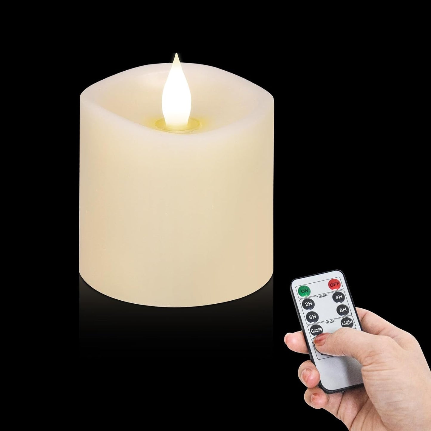 3x4 Flickering Flameless Candles Set of 3,Real Wax Pillar LED Candles,with Timer,4 inch Flameless Candles with Remote,for Party Wedding Holiday Home Decor,Ivory