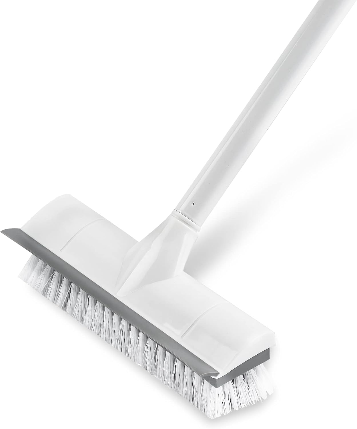 BOOMJOY Floor Scrub Brush with 57" Long Handle, 12" Wide Head, 2 in 1 Scrape and Brush, Stiff Bristle for Cleaning Bathroom, Patio, Kitchen, Tile, Wall and Deck