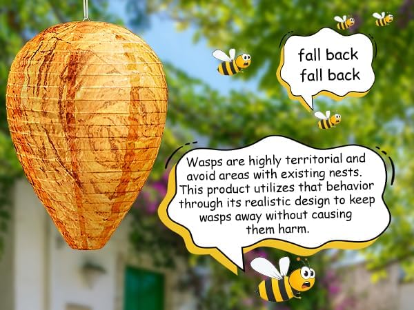 KALKAL 6 Pack Waterproof Wasp Nest Decoy, Durable Material Outdoor Hanging Fake Wasp Nest for Patio Garden Yard Eaves Home