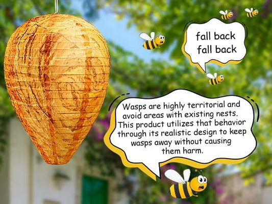 KALKAL 6 Pack Waterproof Wasp Nest Decoy, Durable Material Outdoor Hanging Fake Wasp Nest for Patio Garden Yard Eaves Home