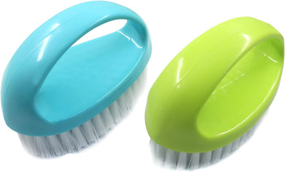 BokWin 2-Pack Heavy-Duty Scrubbing Brushes for Cleaning with Stiff Nylon Bristles, Scrubber Cleaner Brush for Tile, Bathtub, Sink & Kitchen Surfaces, Comfort Grip Handle (Purple and Pink)