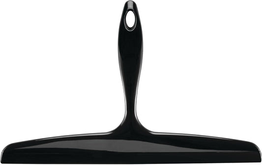 iDesign Plastic Bath Squeegee for Glass with Suction Hook Holder – 12", Clear